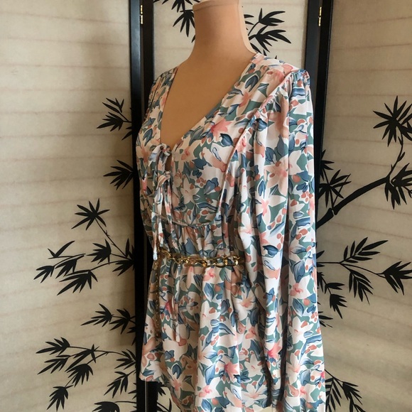 Shewin Womens Casual Boho Floral Print Long Sleeve Blouse Top Plus Size 2XL - Picture 11 of 12